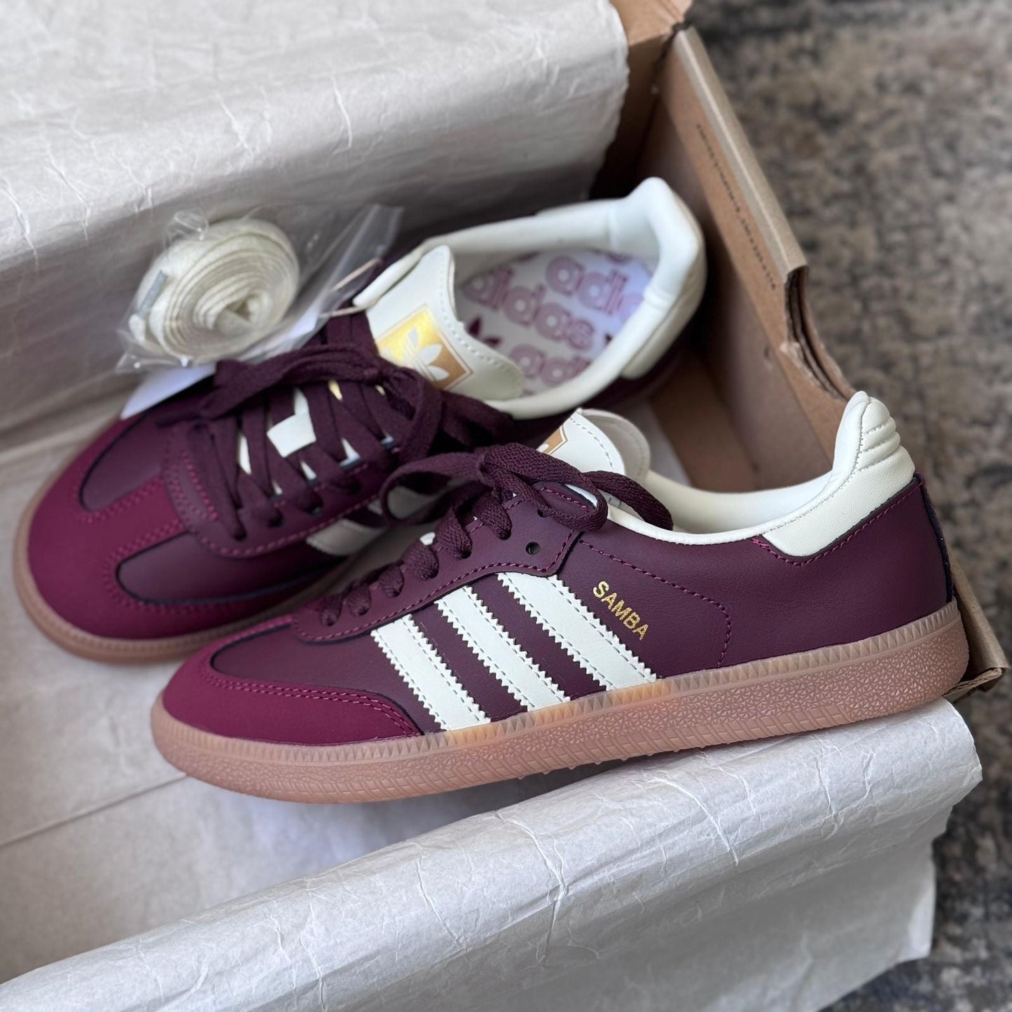 ADIDAS SAMBA OG Maroon Gold Metallic